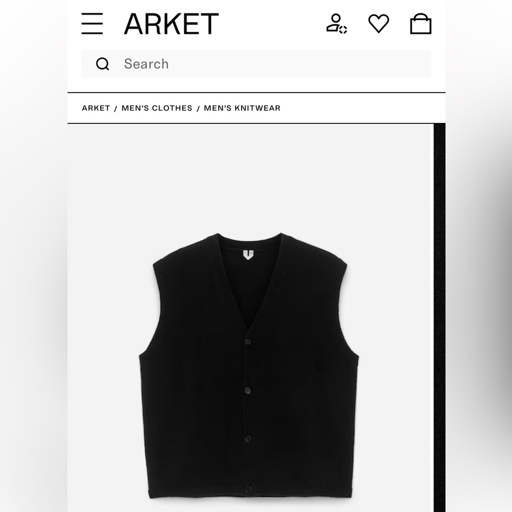 NWT ARKET WOOL-COTTON VEST CARDIGAN M BLACK